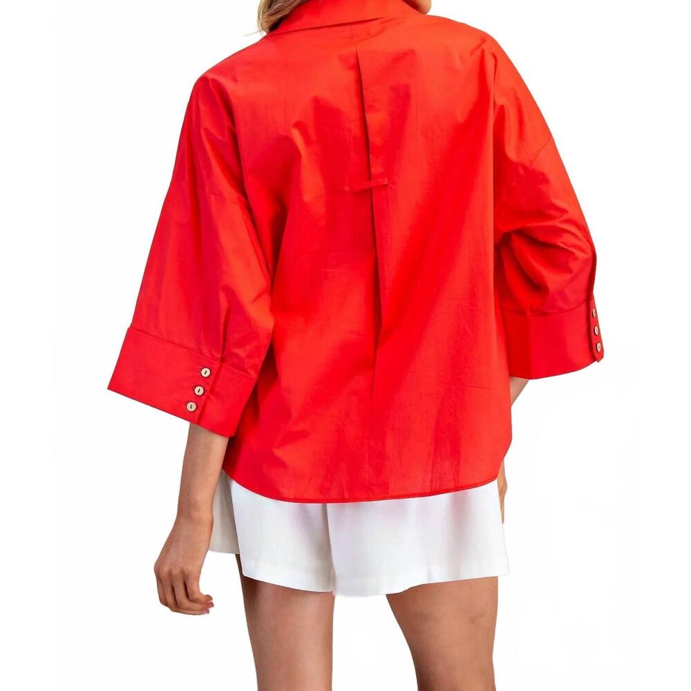 NEW EE:SOME patty pleat back blouse in red - Picture 3 of 3